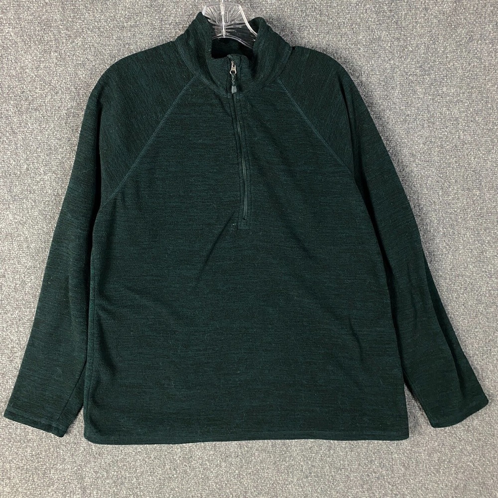 Eddie Bauer 1/2 Zip Fleece Pullover Women's Large Green 100% Polyester